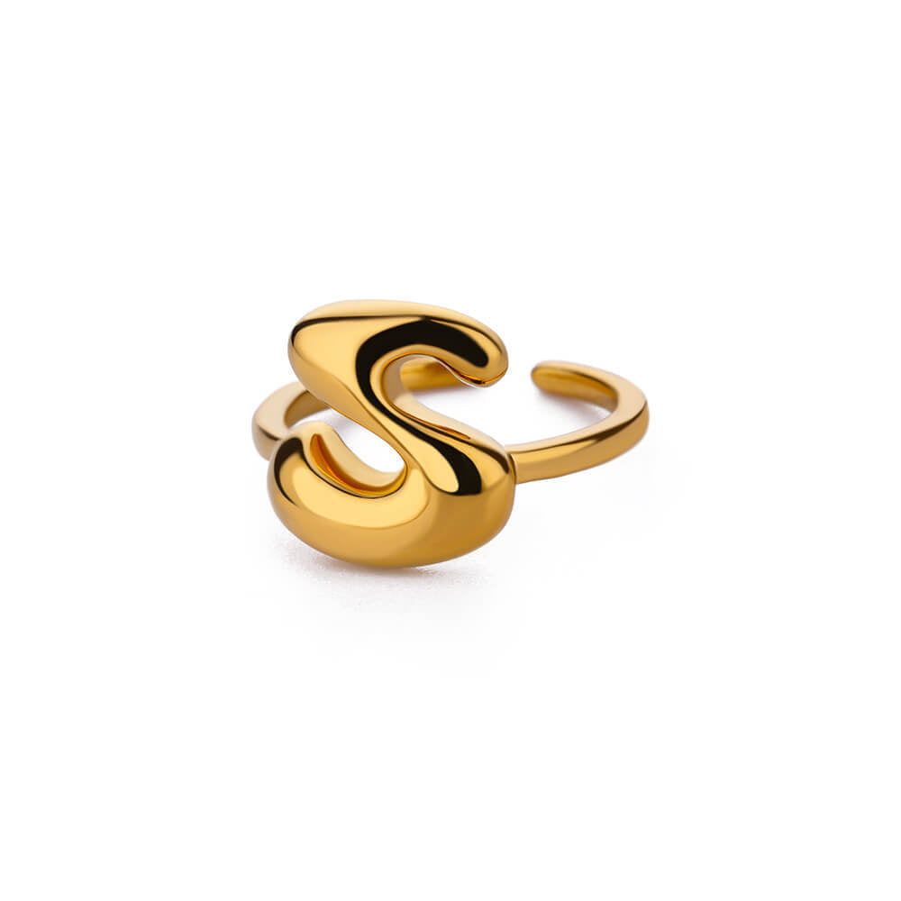 Cute Bubble Letters Anneau en or plaqué or 18K