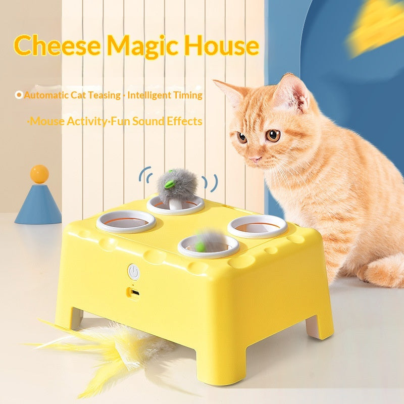 3-en-1 Cheese House Smart Cat Toy