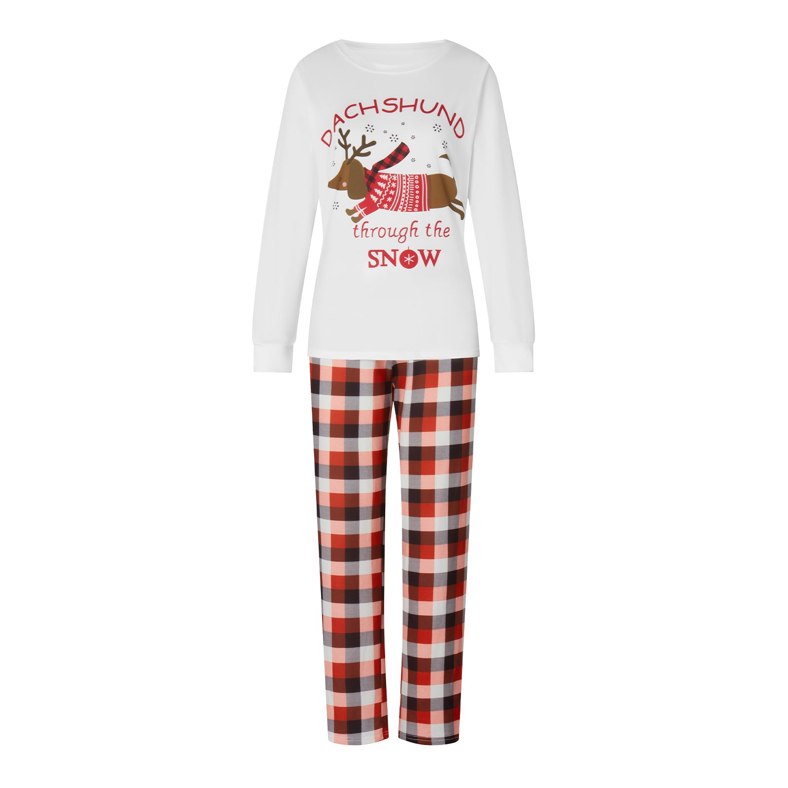 Parent-enfant Elk Pattern Plaid Pantalon costume de Noël manches longues