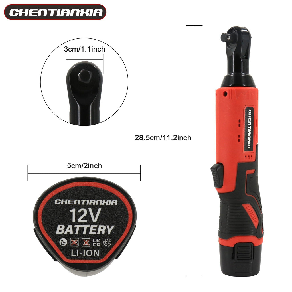 2 Batteries sans fil Cliquet droit 3 8' 90 100Nm Clé à cliquet électrique