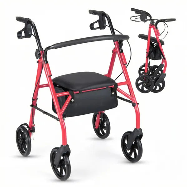2-en-1 Rollator Walker avec siège (Rouge)