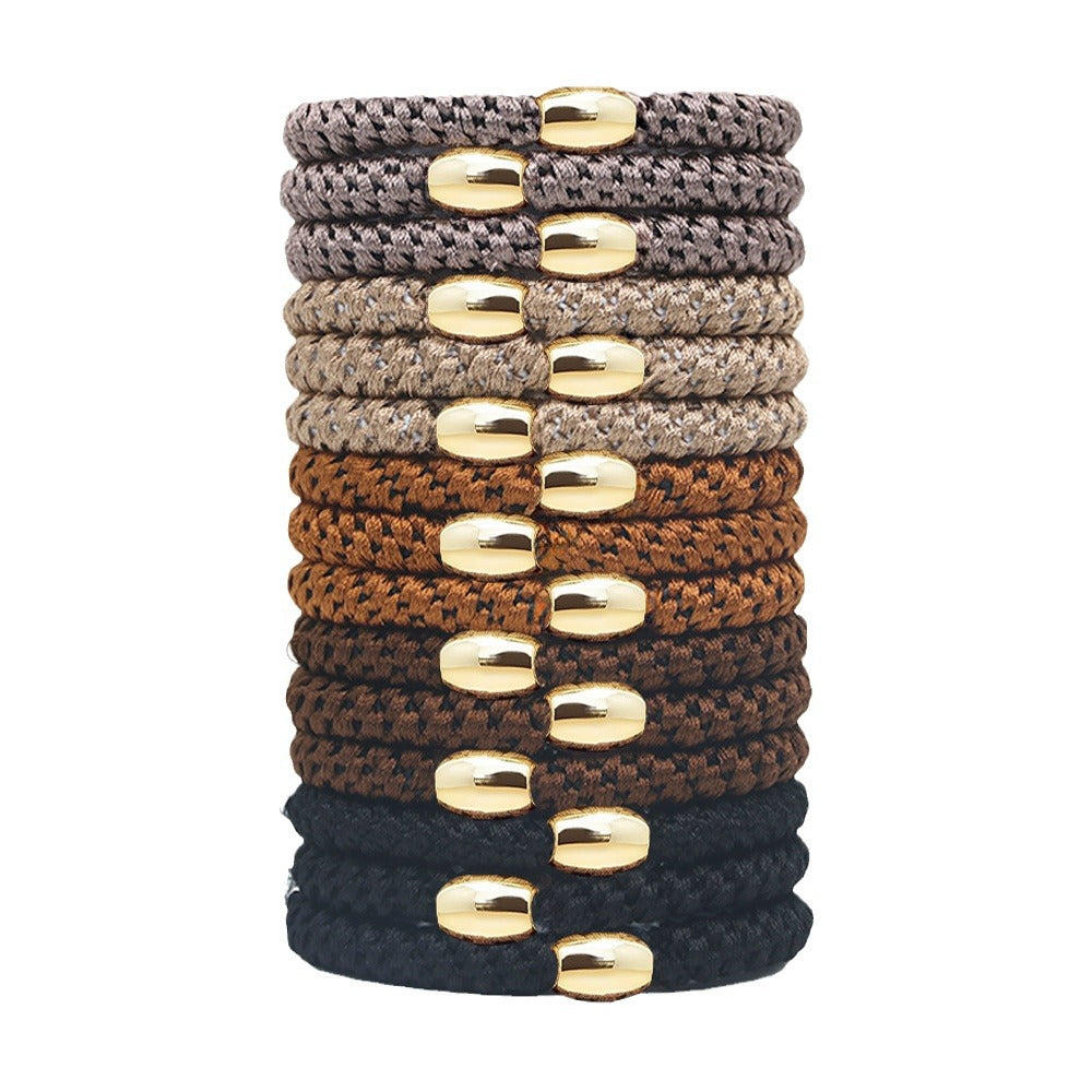 15 pièces Broderie fil Twist haute élastique bandes de cheveux en caoutchouc pour femmes bandes de cheveux corde H
