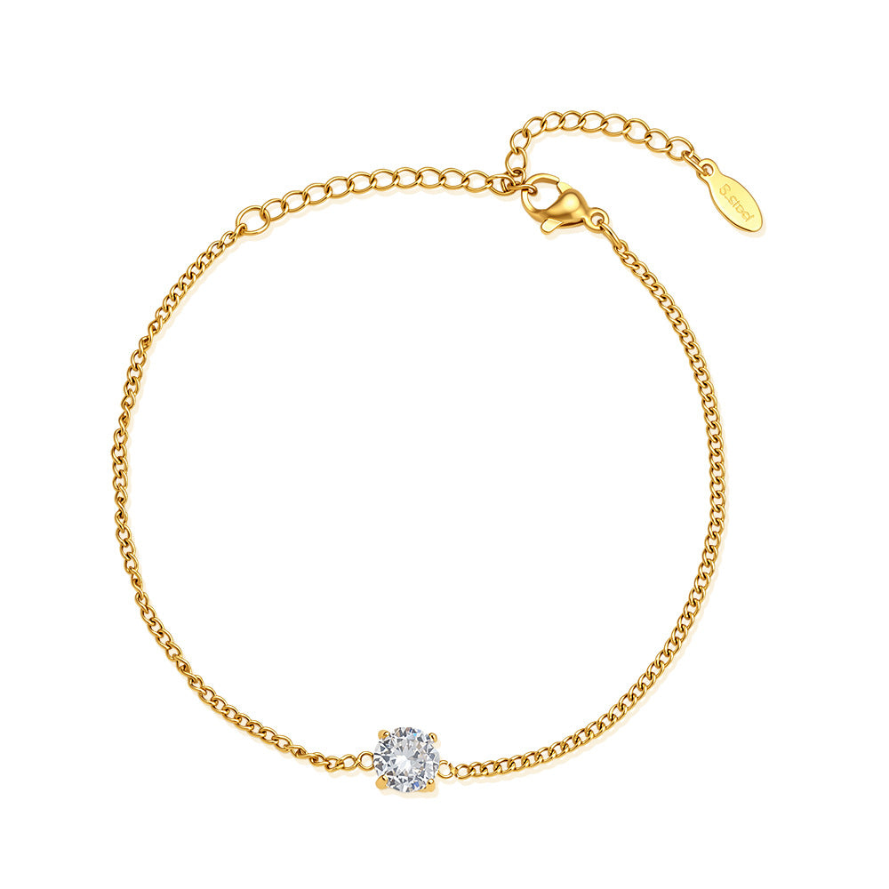 Collier de Zircon en acier inoxydable plaqué or 18K avec finition luxueuse