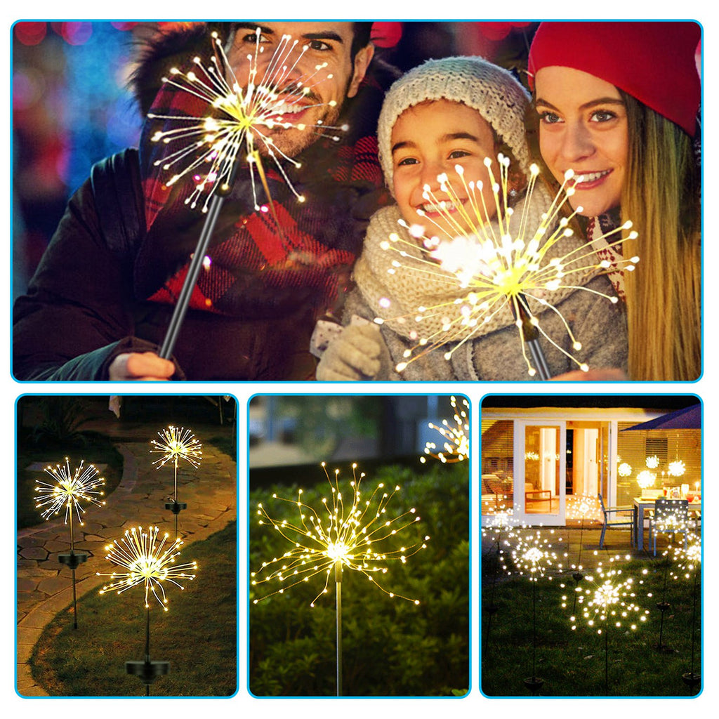 2Pcs Solar Powered Starburst Lights 240 LEDs Firework Lampe Jardin Chemin Lumières Decor pour Sp