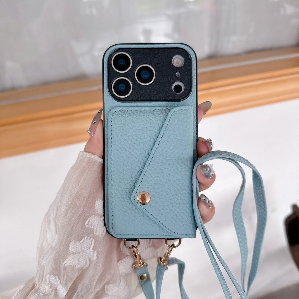 Simple Crossbody Lanyard Leather Phone Case