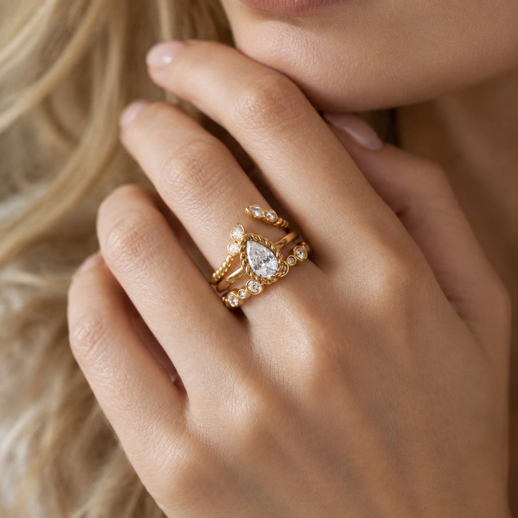 Twist Zircon anneau en acier titane Niche et haut de gamme