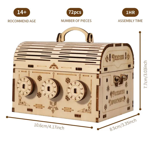 3D Puzzle en bois bricolage Boîte au trésor Modèle de construction Kits Cerveau Projets pour adultes Chri