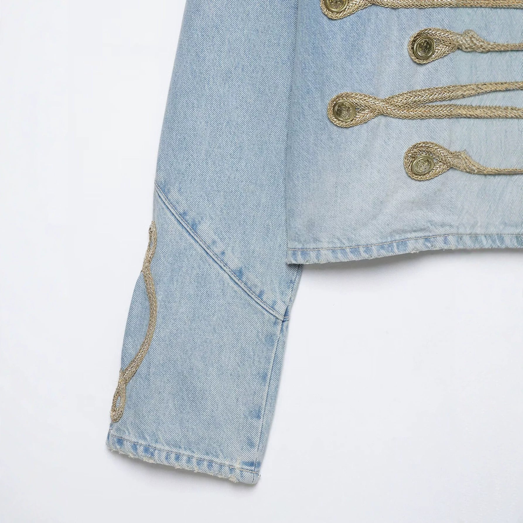 Veste Denim de style vintage avec un collier de support et une plaque à bouton avant