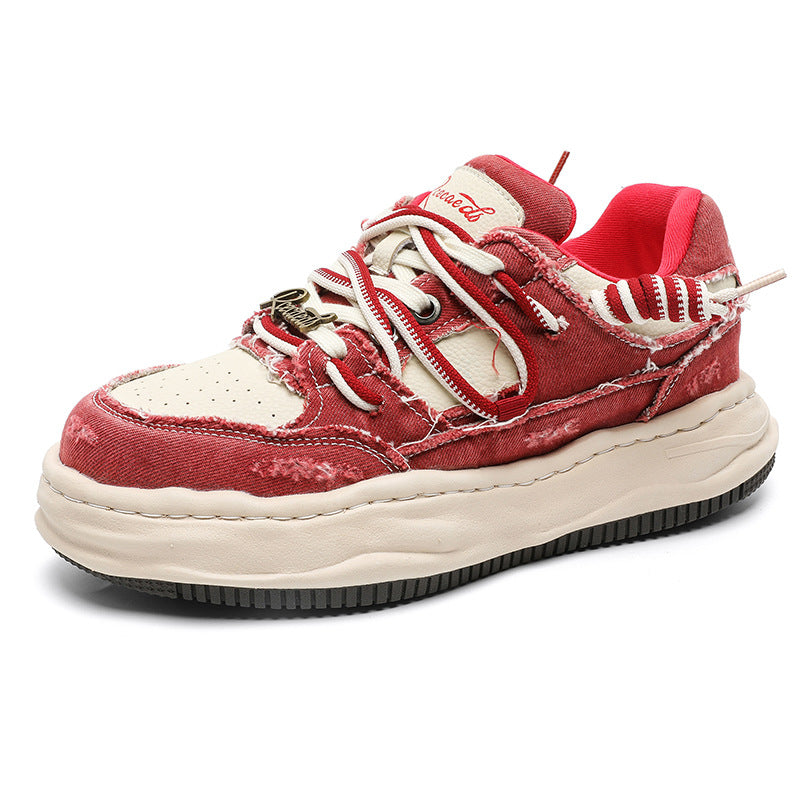 Lavé et dissolvé bas épais 7CM Hauteur invisible Augmenter Semelle Chaussures Hommes Sport