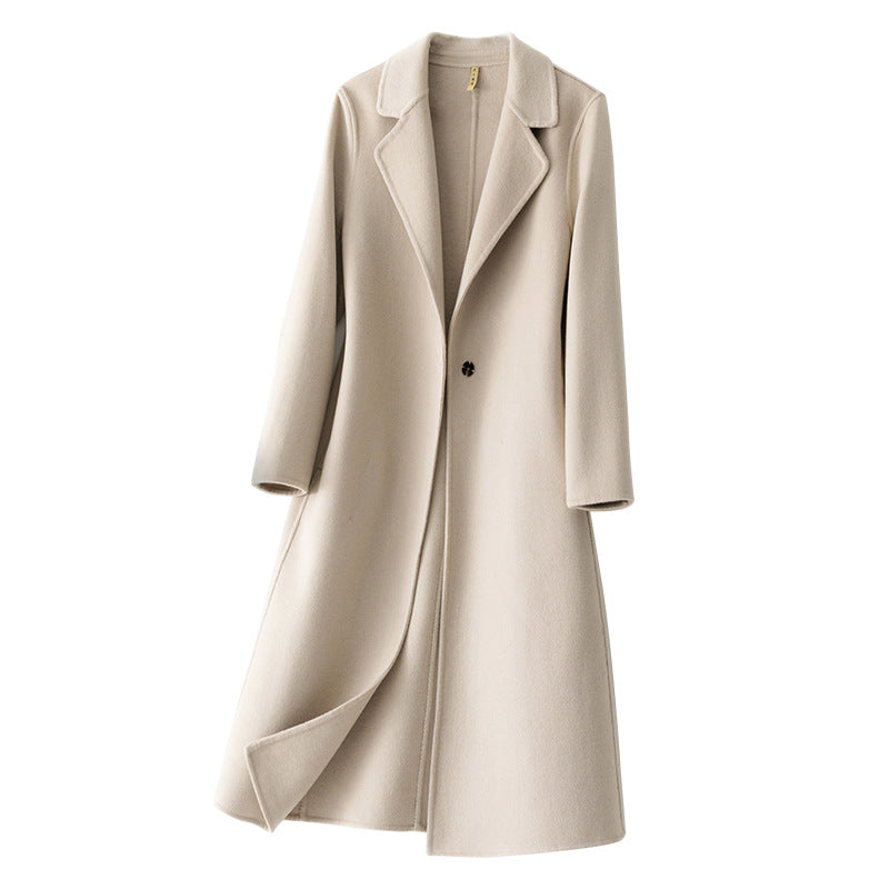 Robe en cachemire Femmes Laine mi-longueur Vêtements de dessus