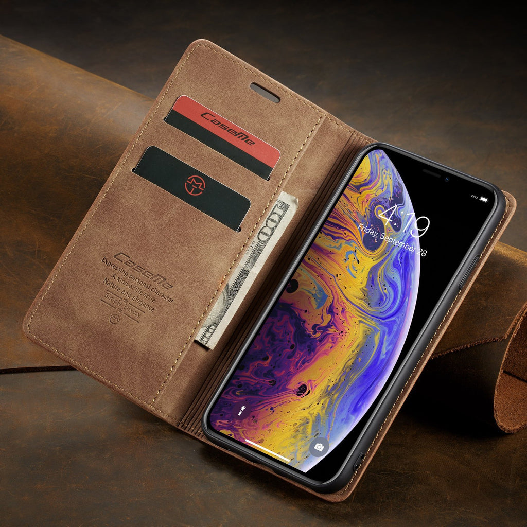 Multifonctionnel Leather Magnetic Phone Case Card Flip Protective Cover