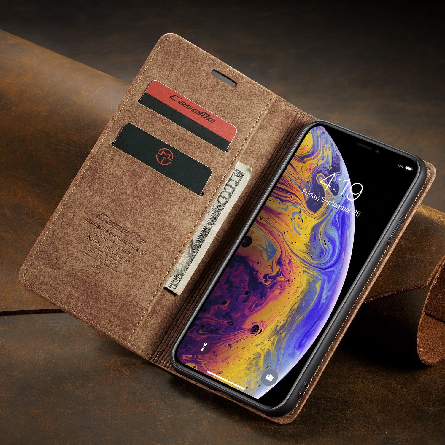Multifonctionnel Leather Magnetic Phone Case Card Flip Protective Cover