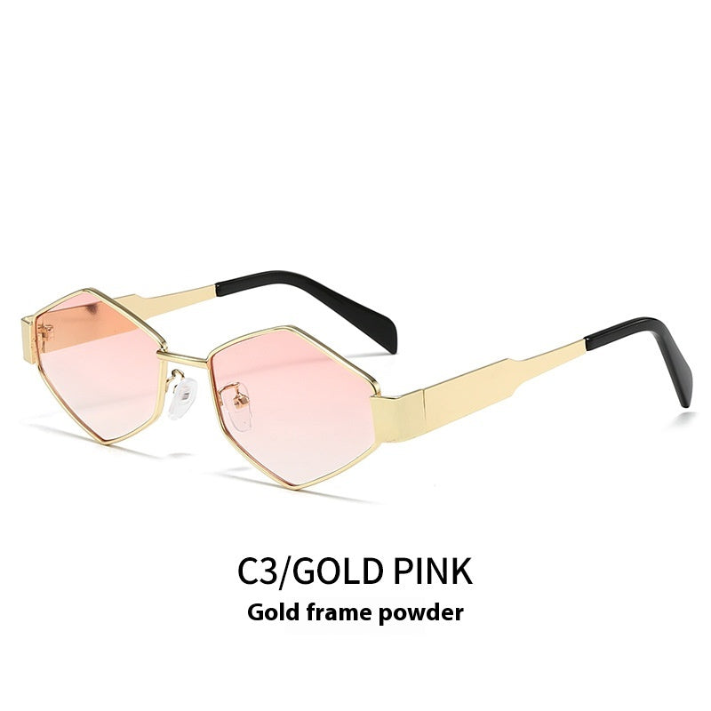 Cool Square Mode Polygon Rhombus Lunettes de soleil en métal