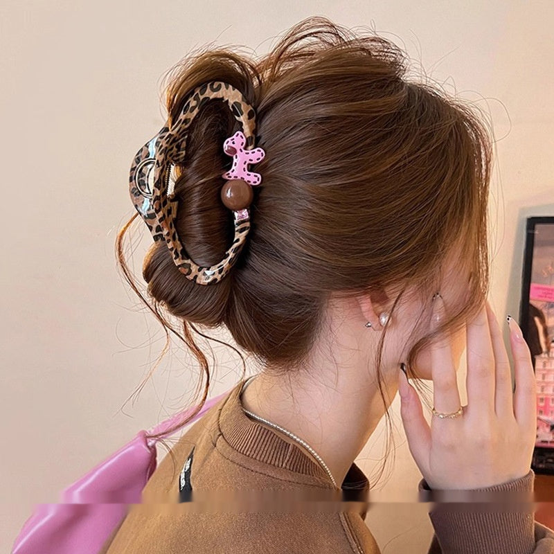 Leopard-Imprimer Clip à cheveux en nuage pour femmes de style haut de gamme