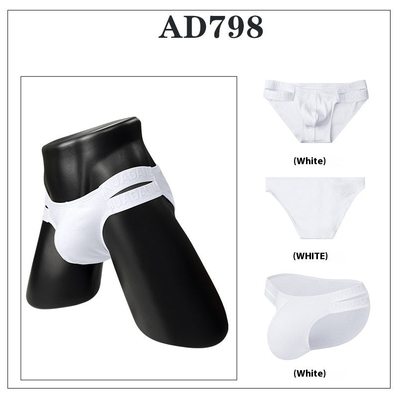 Sexy Side Slips Double Ceinture Style National Homme Empossed Pattern High Slit Sports Low Wa
