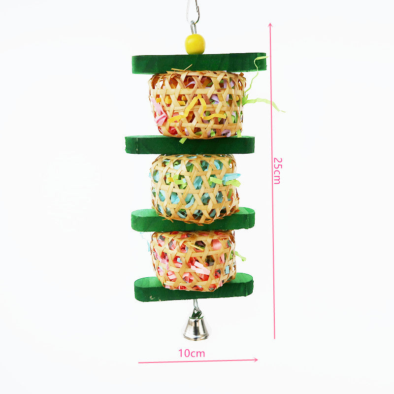 Produits pour perroquet Jouet d'oiseau Rattan Papier tissé Poussettes en bois de soie