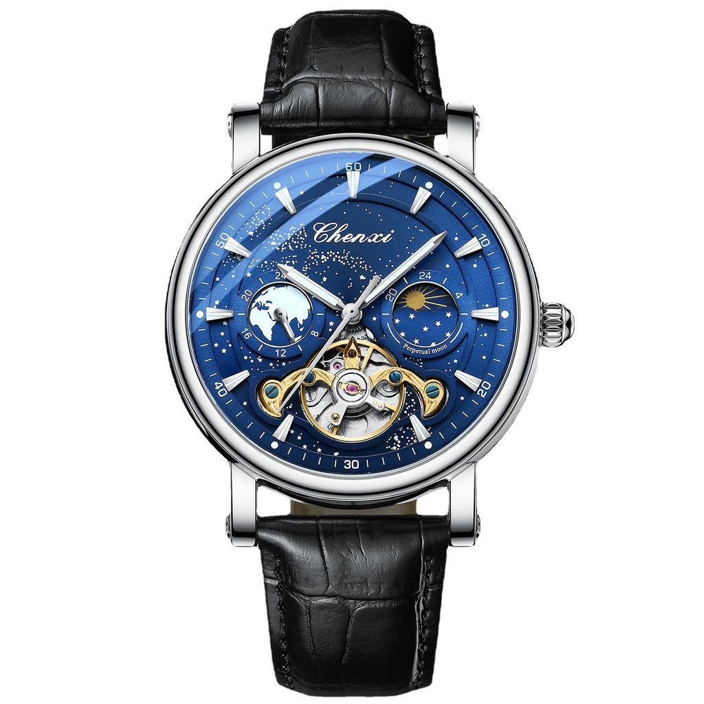 Xinghe Moon Phase Hollow Tourbillon Montre mécanique lumineuse