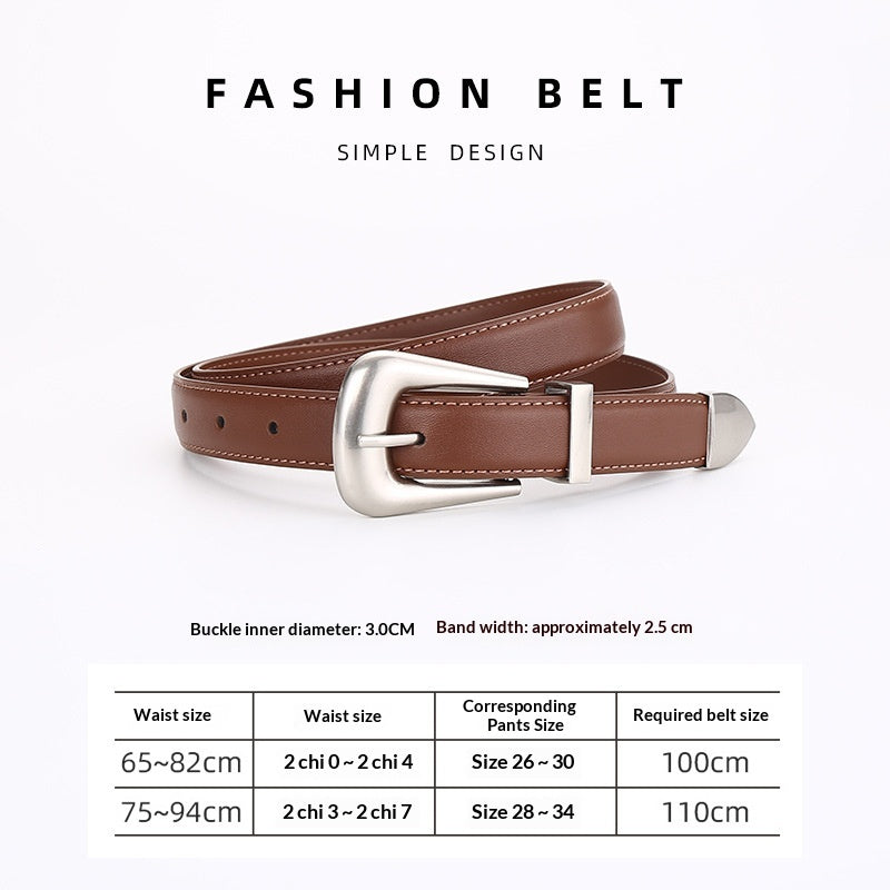 Femmes Retro Mode Unisexe Versatile Ceinture en cuir carré