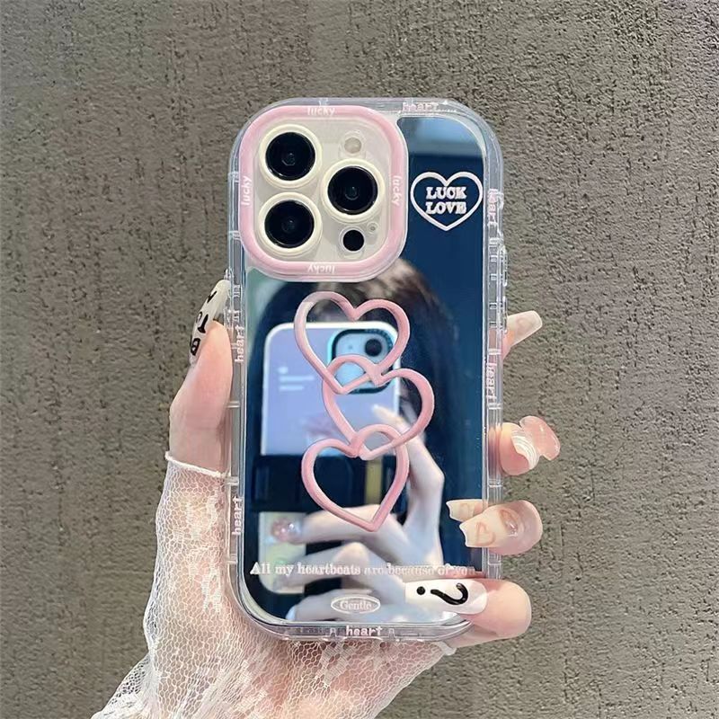 Étui de téléphone tout inclus résistant à la goutte Love Makeup Mirror