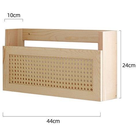 Rack de stockage mural de rotin en bois massif