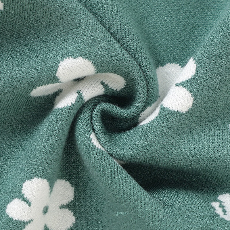 Bébé petite fleur tricotée une pièce Rompers combinaison de saut