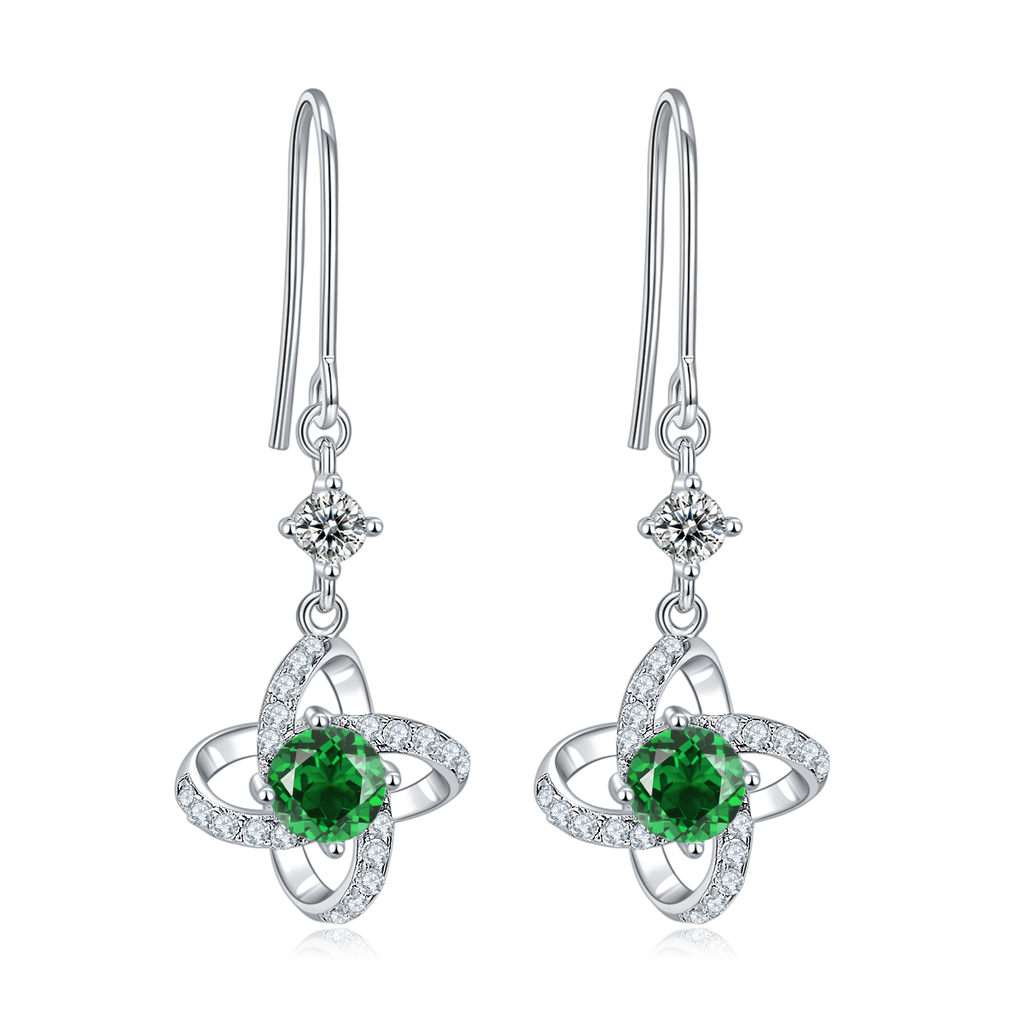 S925 Boucles d'oreilles à angle de trèfle en argent sterling