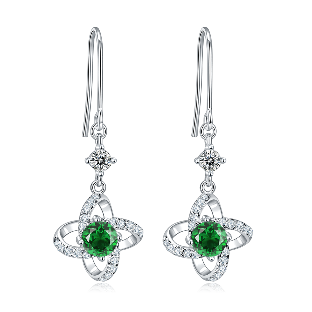 S925 Boucles d'oreilles à angle de trèfle en argent sterling