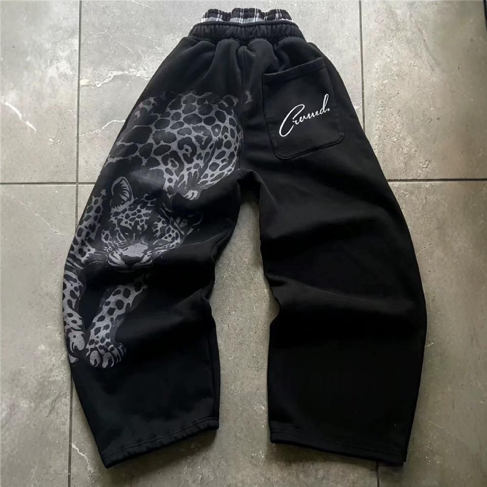 Pantalon casual imprimé rétro haute rue style américain