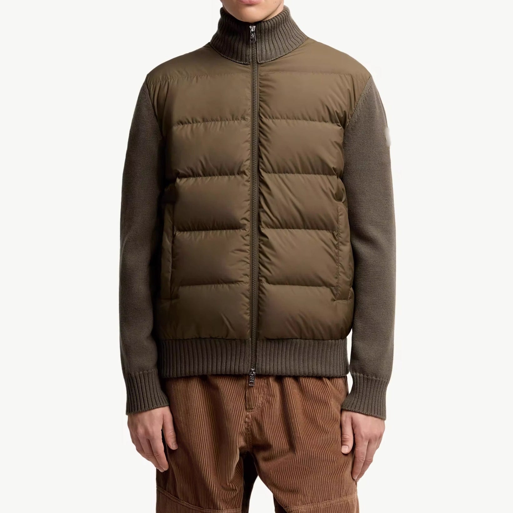 Hommes Patchwork d'hiver Manches longues Stand-Neck Sweater Coat