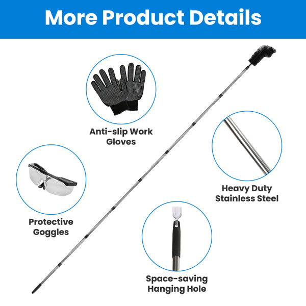 10.5FT brosse de nettoyage de gouttière avec poignée télescoping gouttière de pluie gouttière extensible