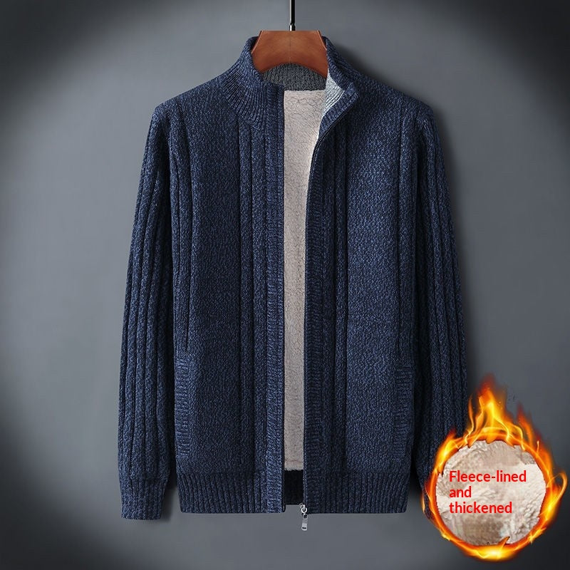 Pull en tricot de mode homme avec doublure en polaire