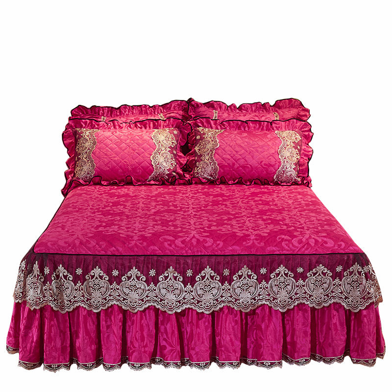 Style coréen Velvet Lit matelassé Jupe Solid Color Style européen