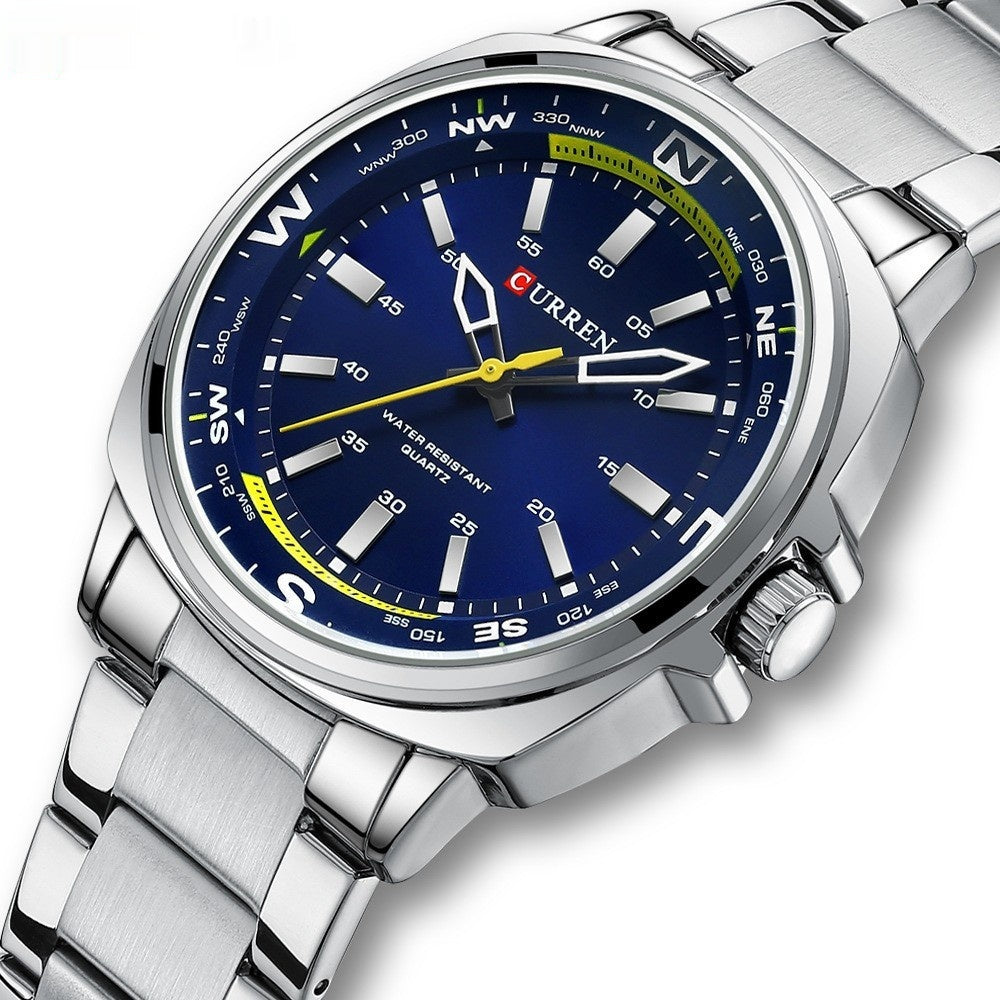 Bracelet en acier tendance Casual Business Hommes Montre Quartz