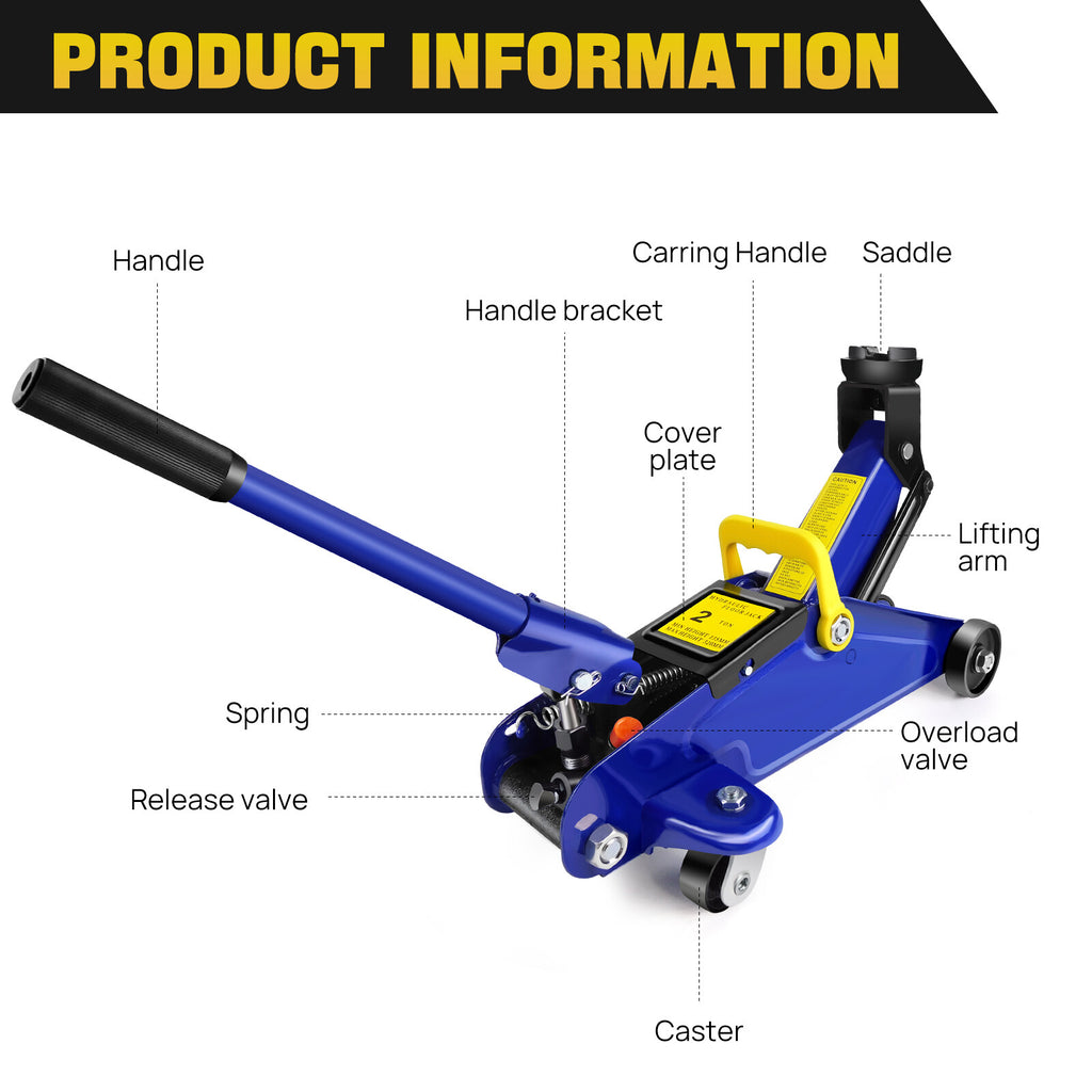 Chariot Jack 2 Tonnes Low Profile Hydraulic Floor Lifting Car Van Garage Nouveau