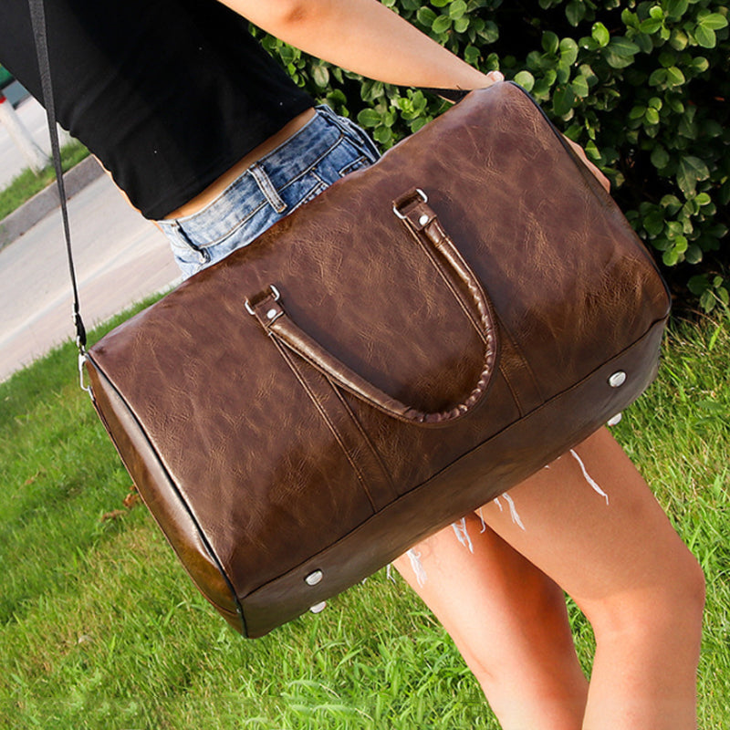 Hommes PU cuir Duffle Gym Bag Week-end Bagage Voyage Sac à main occasionnel Holdall