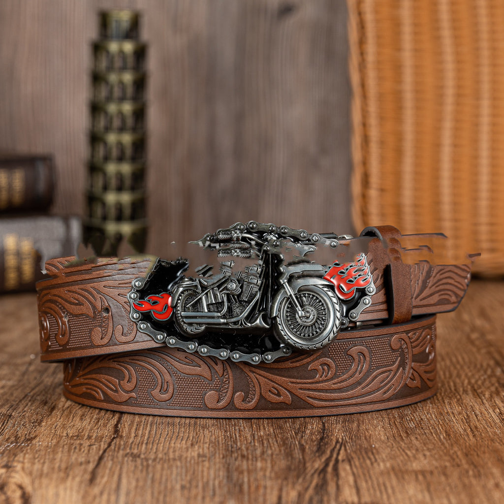 Retro European and American Scorpion Skull Design Ceinture en cuir denim personnalisée