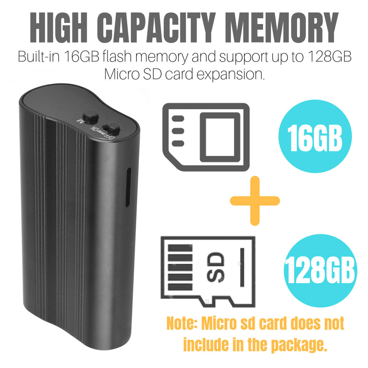 500 Hr 16 Go Spy Digital Voice Actived Enregistreur Mini Audio Magnetic MP3 Lecteur
