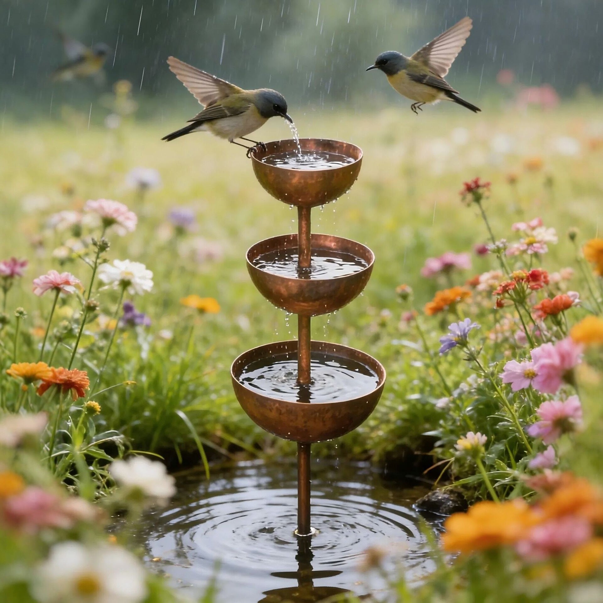 Décoration de jardin de plantes collecteurs d'eau de pluie