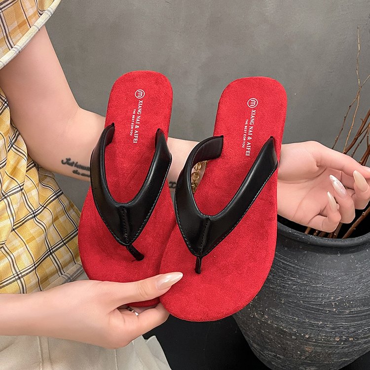 Flip Flops d'été pour femmes Léger Confortable Versatile Flat Toe Post Casual Beach Sli