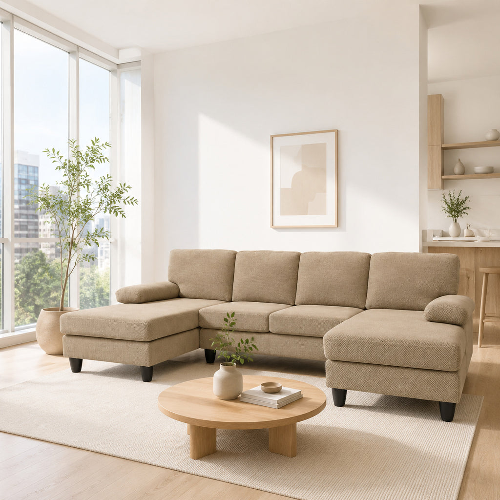 Nubby tapisserie U-Shaped Sofa