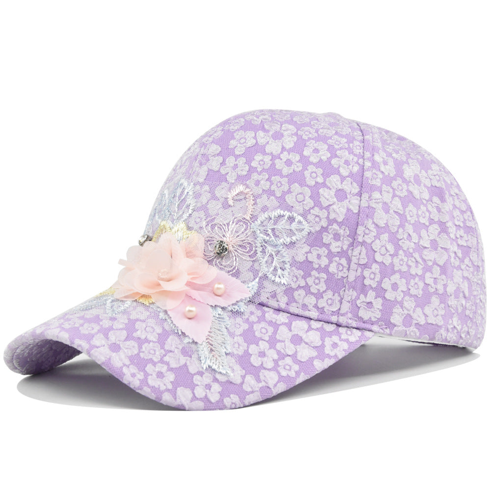 La Dentelle de la Dame Fleur tridimensionnelle et Pearl Design Mode Casquette de baseball est approprié