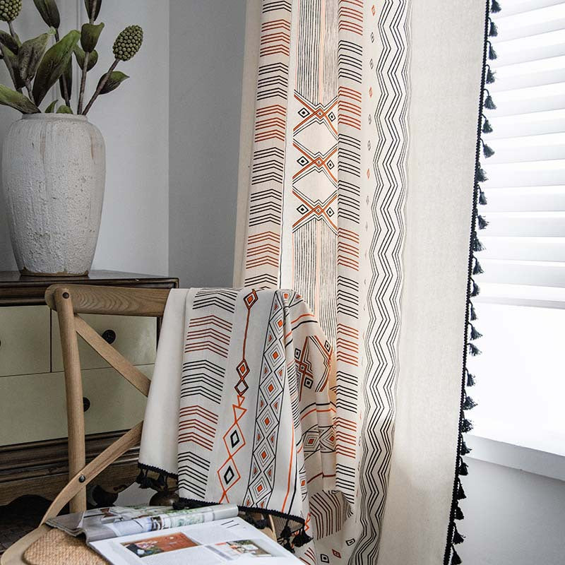 Coton crème Boho et imprimé en lin