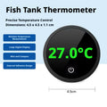 Thermomètre de réservoir de poisson-affichage numérique-round-noir-ABS plastique-1 pièce