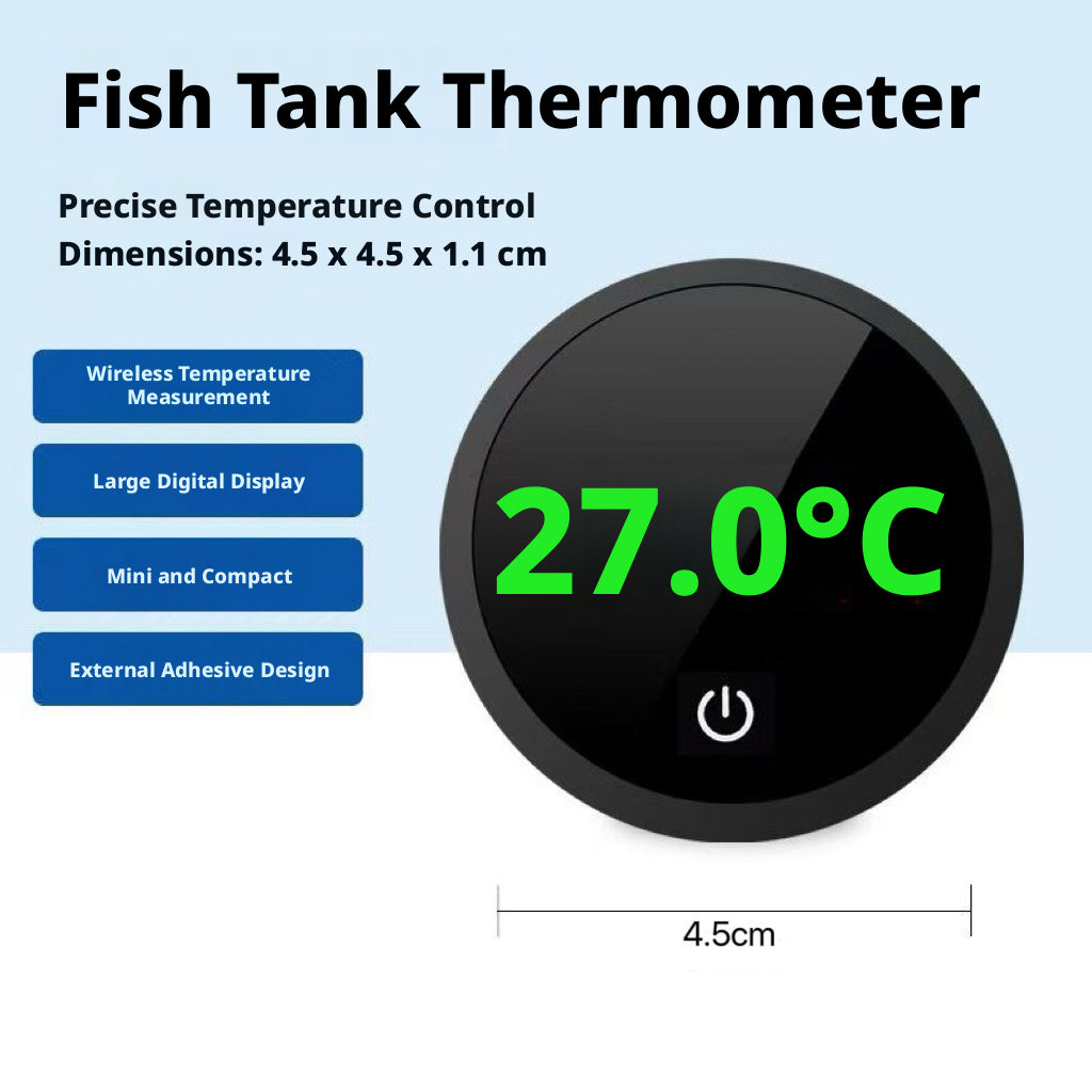 Thermomètre de réservoir de poisson-affichage numérique-round-noir-ABS plastique-1 pièce