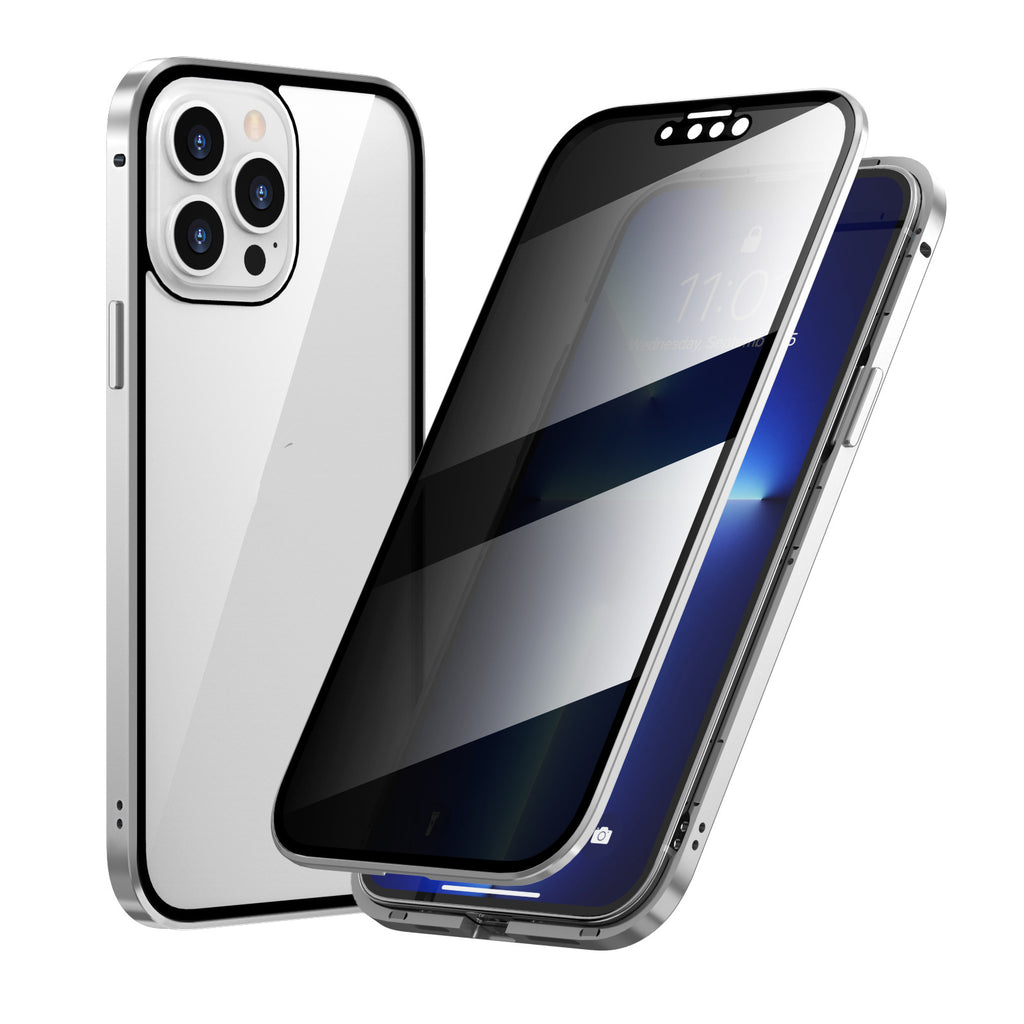 Protection de la vie privée Magneto Phone Case Double face métal cadre