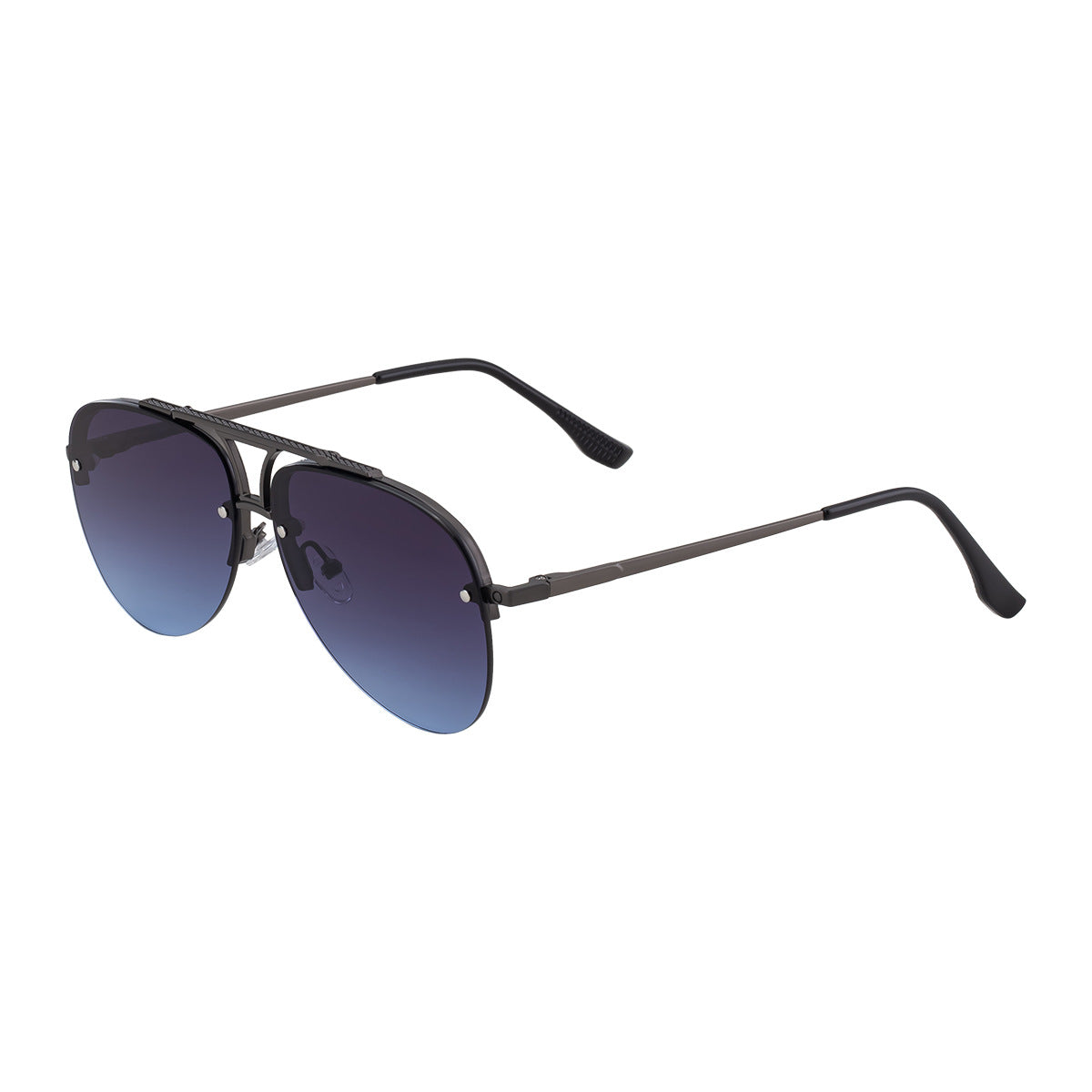 Lunettes de soleil en métal à demi-cadre pour homme