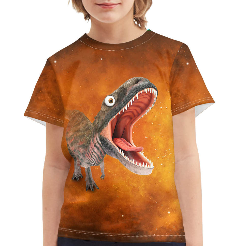 T-shirt dinosaure d'été imprimé complet pour garçon