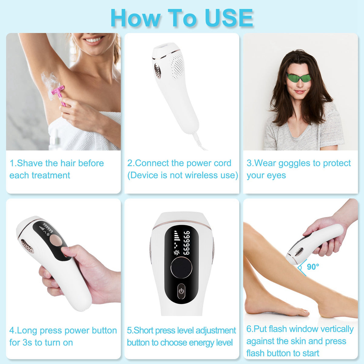 1Pc Laser Enlèvement des cheveux pour l'été Natation Femme Homme Refroidissement de glace Permanent IPL