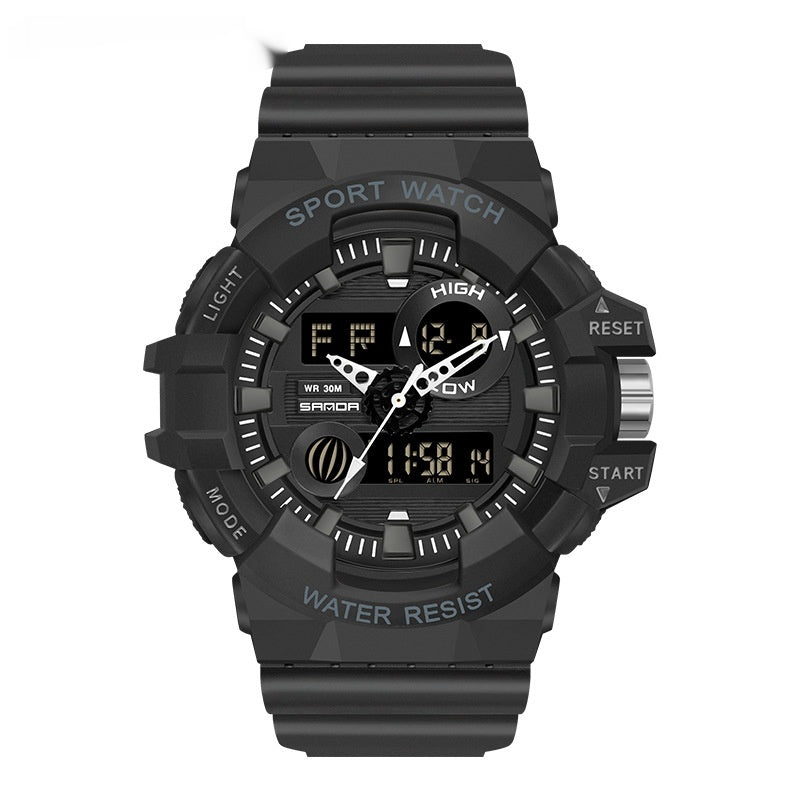 Trendy Sports Montre électronique Mode Double affichage Grand Cadran Lumineux Imperméable Unise