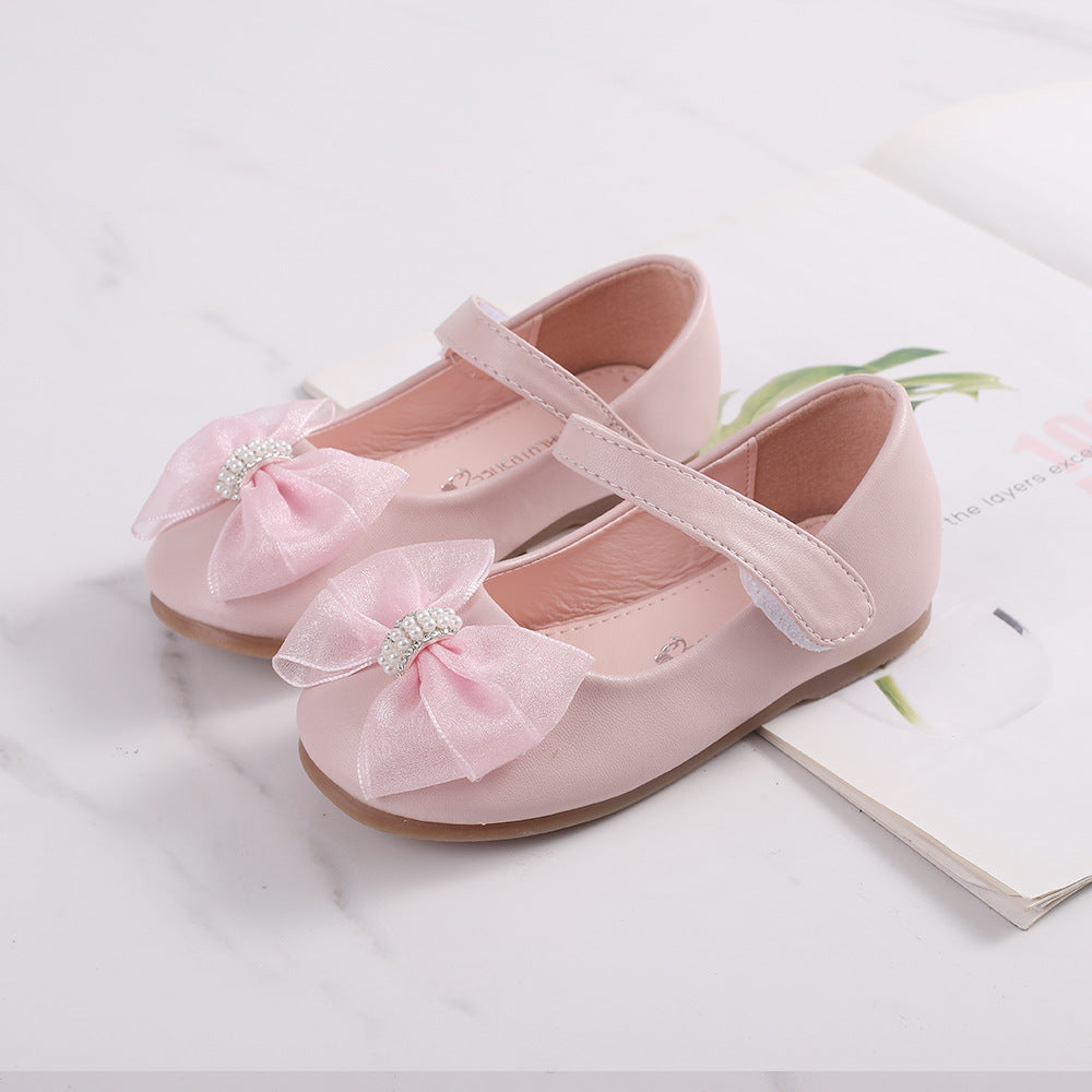 Chaussures Princesse PU en cuir Bow Flower Girl